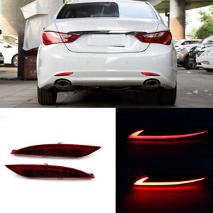 2x LED Rear Bumper Reflector Brake Parking Lamp For Hyundai Sonata 8th 2011-2014