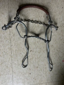 WESTERN BIT Gag Snaffle/ Hackamore Combo VGC Horse STAINLESS Steel w/ Curb Chain - Picture 1 of 2