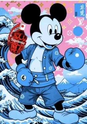 Supreme Mickey Mouse Signed Graffiti Pop Art Print+ COA Death NYC - Image 1 of 2