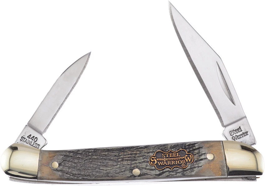 Cuchillo de bolsillo plegable de acero inoxidable con cuerno de carnero cabeza de cobre Frost Cutlery  Foto 1 de 1