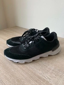 A+ Womens Sorel Kinetic Lite Lace 10 Suede Mesh Shoe Sneaker Black  - Picture 1 of 4