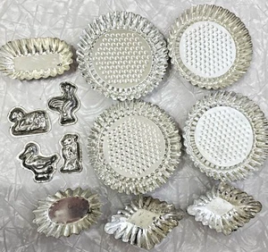 Lot 12 Aluminum Tart Tins Jello Molds Crafts vintage metal fluted cake cups - Picture 1 of 10