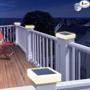 1-4PACK Solar LED Post Deck Cap Fence Light 4x4" Outdoor Garden Landscape Lamps - Picture 1 of 12