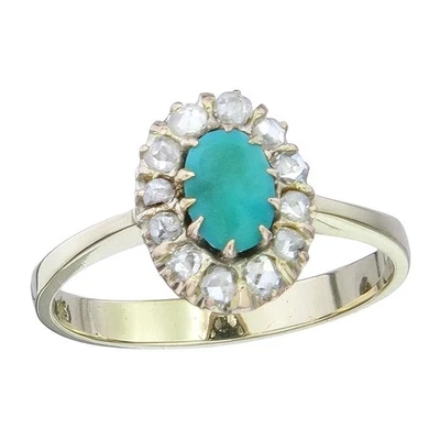 Ring Türkis Diamanten 585er Gelbgold  Antik um 1920 - Bild 1 von 3