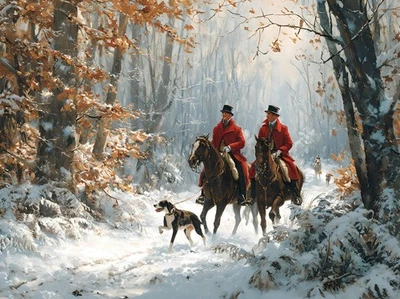 Vintage Hunting Hunter Hounds Picture Home Decor Wall Art Canvas Prints Painting - Image 1 of 4