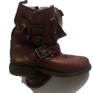 Frye Valerie Strappy Shearling Leather Boots in Cognac Size 6.5B - Picture 1 of 10