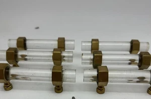 Lot of  6 Vintage MCM Lucite Brass Bar Style Drawer Pulls - Picture 1 of 7