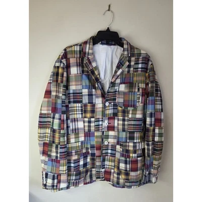 De colección. Blazer Polo Ralph Lauren Nuevo sin Etiquetas Algodón Madras Patchwork Para Hombre Grande Forrado Foto 1 de 4