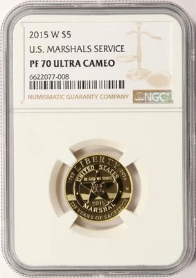2015-W Gold U.S. Marshals Service $5 NGC PF70 Ultra Cameo - Image 1 of 4