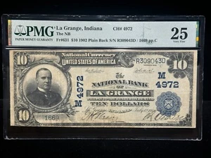Moneda Natl 1902 $10 La Grange en el primer NB Fr. #631 NGC VF25 Ch#4972 - Imagen 1 de 2