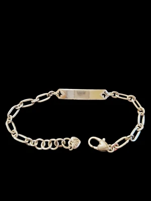 Brazalete de identificación de eslabones grabables diseño Toledo plateado firmado por Brighton - 8" Foto 1 de 4