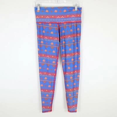 Leggings Teeki M média floral tribal escolha rosas azul laranja calças de ioga - Imagem 1 de 4