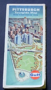 Vtg.1964 Gulf Pittsburgh Tourguide Map with Sightseeing Tours - Picture 1 of 5