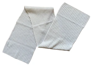 GAP Scarf White 100% Lambs Wool Ribbed Knit Unisex - Picture 1 of 4
