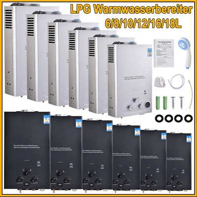 8 10 12 16 18L Tankless Water Heater Hot Water Storage Boiler LPG - Image 1 of 4
