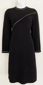 Vestido de punto vintage DON SAYERS WellMore para mujer mezcla de lana 10 detalle negro dorado - Imagen 1 de 9