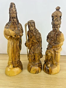 Vintage Primitive Hand Carved Olive Wood Nativity Replacement Pieces 3 Wise Men - Picture 1 of 6