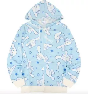 Cinnamoroll Zip Hoodie Hood Long Sleeve Light Blue Sanrio Japan M/L/LL - Picture 1 of 7
