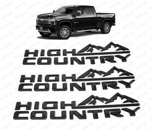3pcs High Country Emblem Fender Door Tailgate Badge For Silverado Gloss Black - Picture 1 of 6