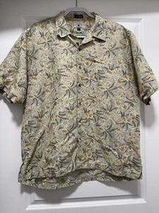 Cutter & Buck Men’s Button Down Floral Short Sleeve Shirt Linen Cotton - size XL - Picture 1 of 4