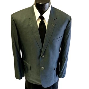 Vtg 50's Bespoke STEEL Blue Sport Coat ROCKABILLY Jacket SILK Sharkskin Blazer - Picture 1 of 7