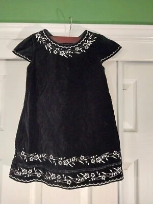 Antiguo vestido de vacaciones azul marino vintage para niñas pequeñas totalmente forrado talla 3T Foto 1 de 4