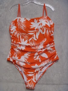 CupShe Swimsuit Womens Size XL 14 1 piece Orange Floral Figure Flattering NEW - Picture 1 of 7