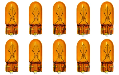 Box of 10 Bulbs #2827 / 2827A Nat. Amber, W5W, 12V, 5W, W2.1x9.5d, T-3 1/4 Foto 1 de 2