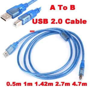 USB 2.0 Cable Printer Lead A To B Male Plug High Speed 0.5m 1m 1.42m 2.7m 4.7m - Picture 1 of 12
