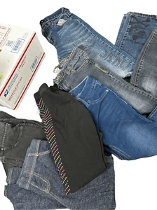 CLEARANCE BOX 4357- girls size 14/16 pants-2pairs jeans and 4 jeggings-sold as l - Picture 1 of 9