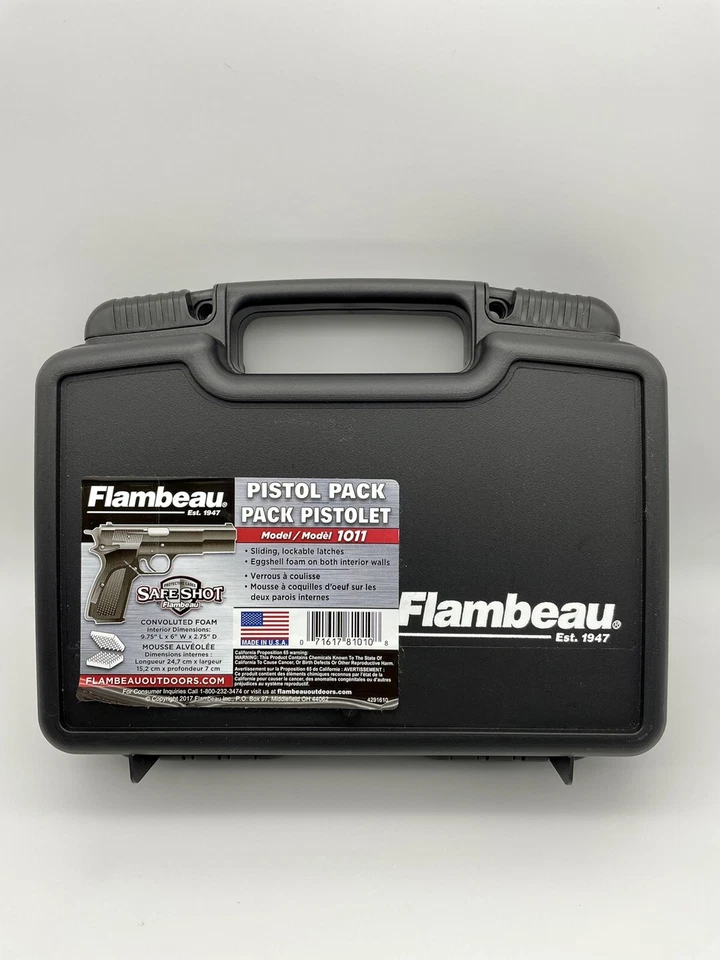 NEW Flambeau Safe Shot Pistol Case 10in Black Stackable Lockable, Eggshell Foam - Image 1 of 4