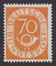 WEST GERMANY 1951-52 Posthorn 70pf Yellow SG 1058 MH/* (CV £650)