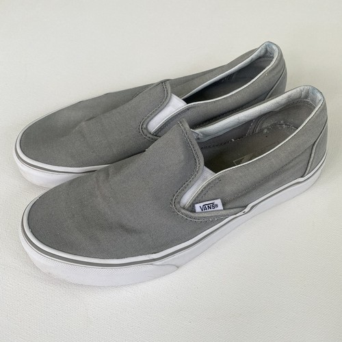Vans Slip On Sneakers Casual Scarpe da Skate Grigio Tela Uomo Taglia 7 Donna 8 5