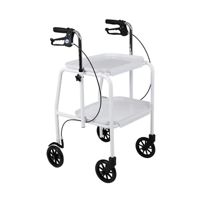 DAYS Adjustable Mobility Trolley Hand Brakes Walker Indoor Kitchen 4 Wheels White