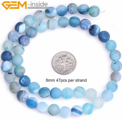 Round Matte Geode Stone Druzy Quartz Onyx Agate Beads For Jewelry Making 15" - Image 1 of 4
