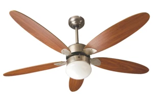 Ventilatore da Soffitto a 5 Pale in Legno con Telecomando e Lampada Luce 124 cm - Foto 1 di 1
