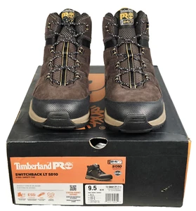 Timberland Pro Men's Switchback LT Steel Toe Work Boots Size 9.5M Brown Yellow - Picture 1 of 16
