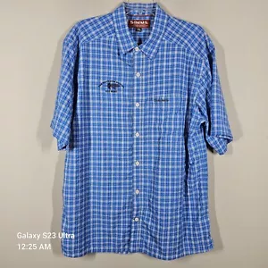Simms Key West Shirt Mens XL Blue Plaid SS Button Up Performance Lightweight - Picture 1 of 14