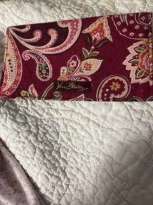 Vera Bradley Piccadilly Plum Checkbook Wallet Burgundy Red Canvas Card Holder - Picture 1 of 2