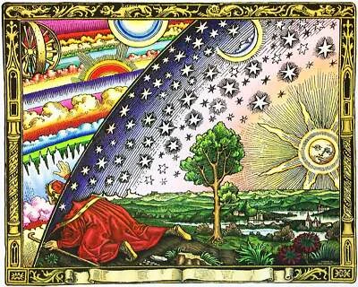 Pôster de arte de parede The Flammarion Engraving 1888 cúpula firmamento terra plana 11x14 - Imagem 1 de 4