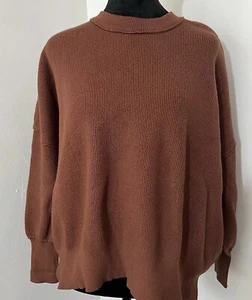 Suéter Mujeres LG Marrón De Gran Tamaño Holgado Acanalado Cuello Redondo Grueso Lagenlook Mocha - Imagen 1 de 7
