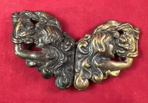 Antique ART NOUVEAU LADY Edwardian Woman SILVER BUCKLE Victorian Angel Hair 1900 - Picture 1 of 5