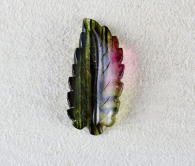 32x15mm Natural Multi Tourmaline Carved Leaf Ring Pendant 16.30 Ct Gemstone - Image 1 of 4