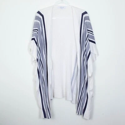 Foxcroft Womens Striped Open Front Cardigan Size 3X Short Sleeve Beachy Boho - Image 1 of 4