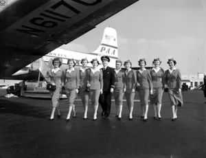 Pan Am Stewardesses And Pilot 1956 Americana POSTER 24 X 18 Inches Nice Wall Art - Picture 1 of 2