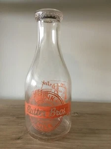 BOTELLA DE LECHE RUTTER BROTHERS DE 1 CUARTO, YORK, PA, etiqueta naranja ¡Bonita! - Imagen 1 de 4