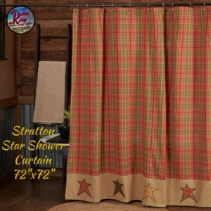 Stratton Duschvorhang 72x72, rot-orange, olivgrün, natur - Bild 1 von 2