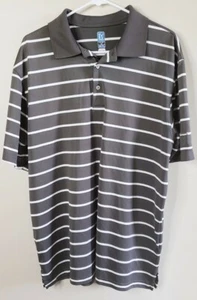 Polo de golf PGA Tour Airflux para hombre talla XL gris blanco a rayas manga corta - Imagen 1 de 12