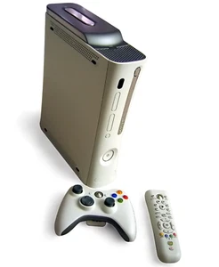 CONSOLE MICROSOFT XBOX 360 FAT BIANCA ARCADE CORE WIRELESS PAD BOX ORIGINALE - Foto 1 di 11