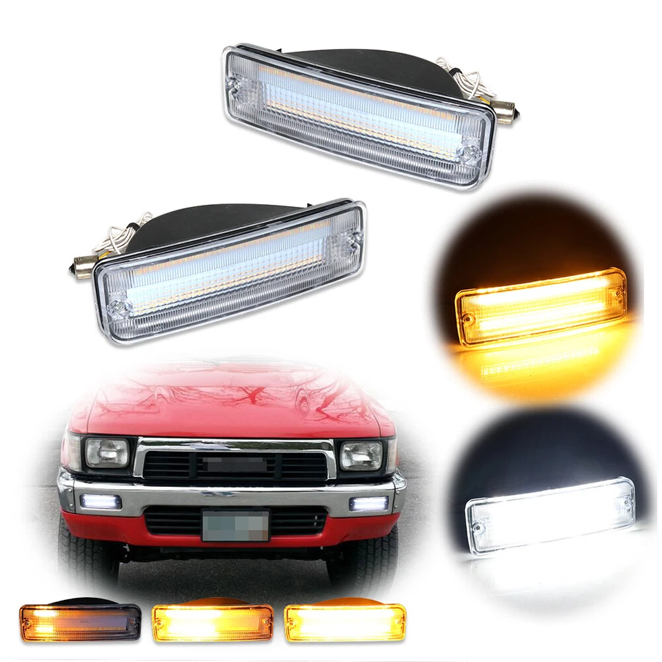 Luzes de sinalização de canto dianteiras LED DRL com interruptor sequencial para 1993-98 Toyota T100 - Imagem 1 de 4